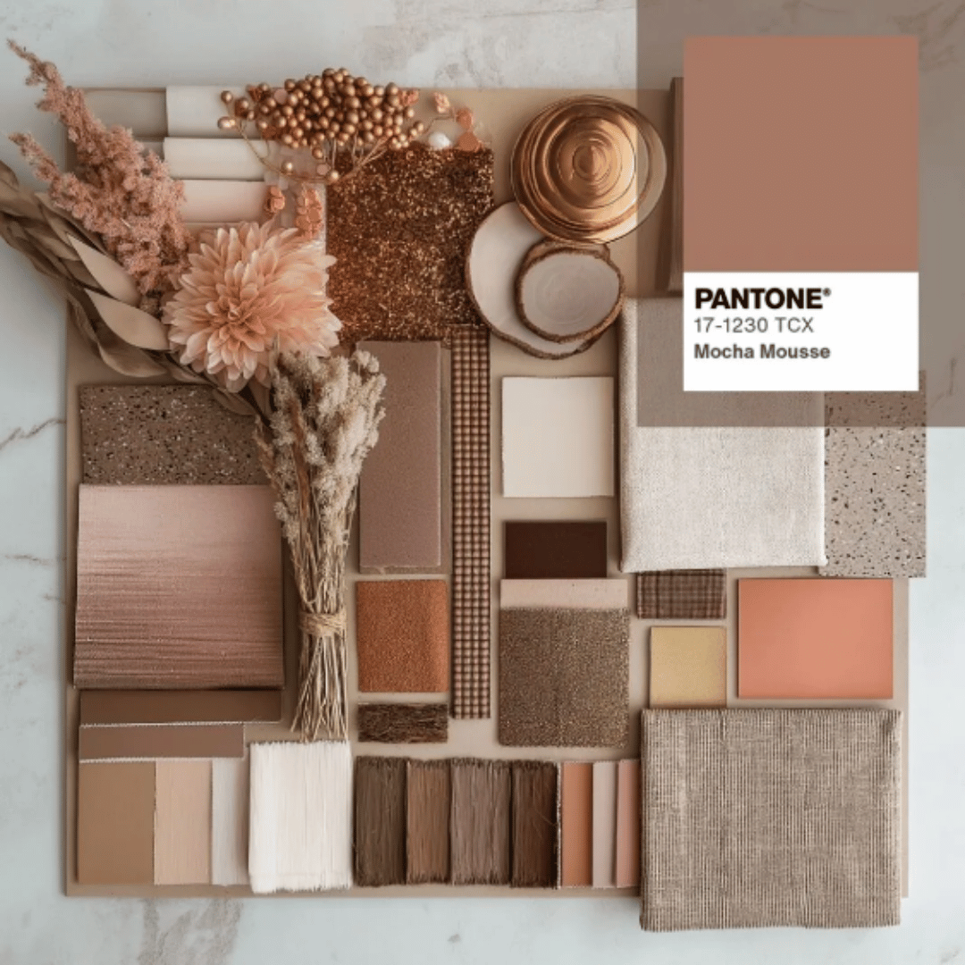 Autumnal moodboard showcasing Pantone Colour of the Year